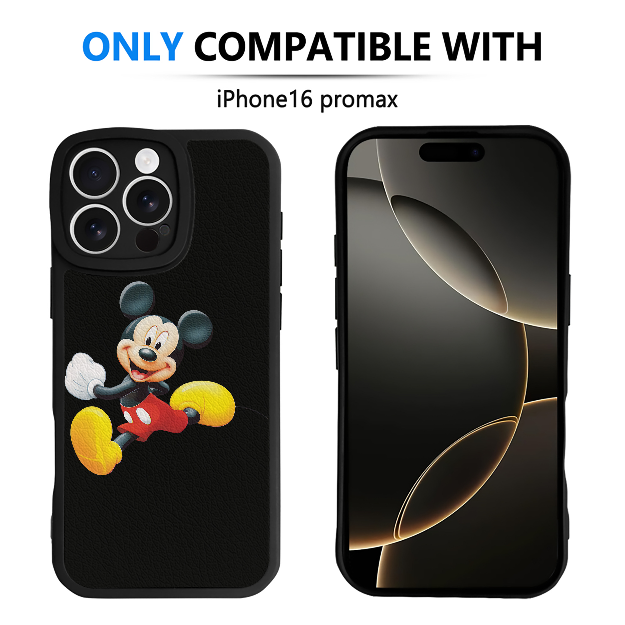 （画像用） ミッキーマウス Mickey Mouse 【iPhone 16シリーズ対応】シリコンスマホケース（レザー調） 材質：シリコン